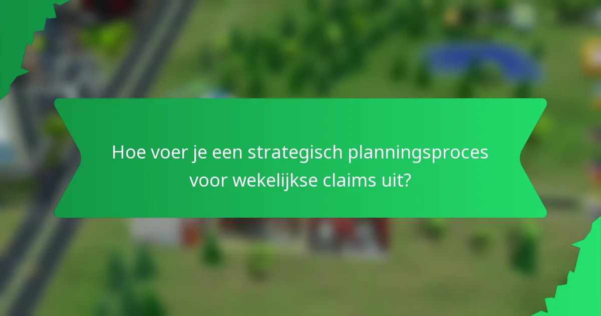 Hoe voer je een strategisch planningsproces voor wekelijkse claims uit?